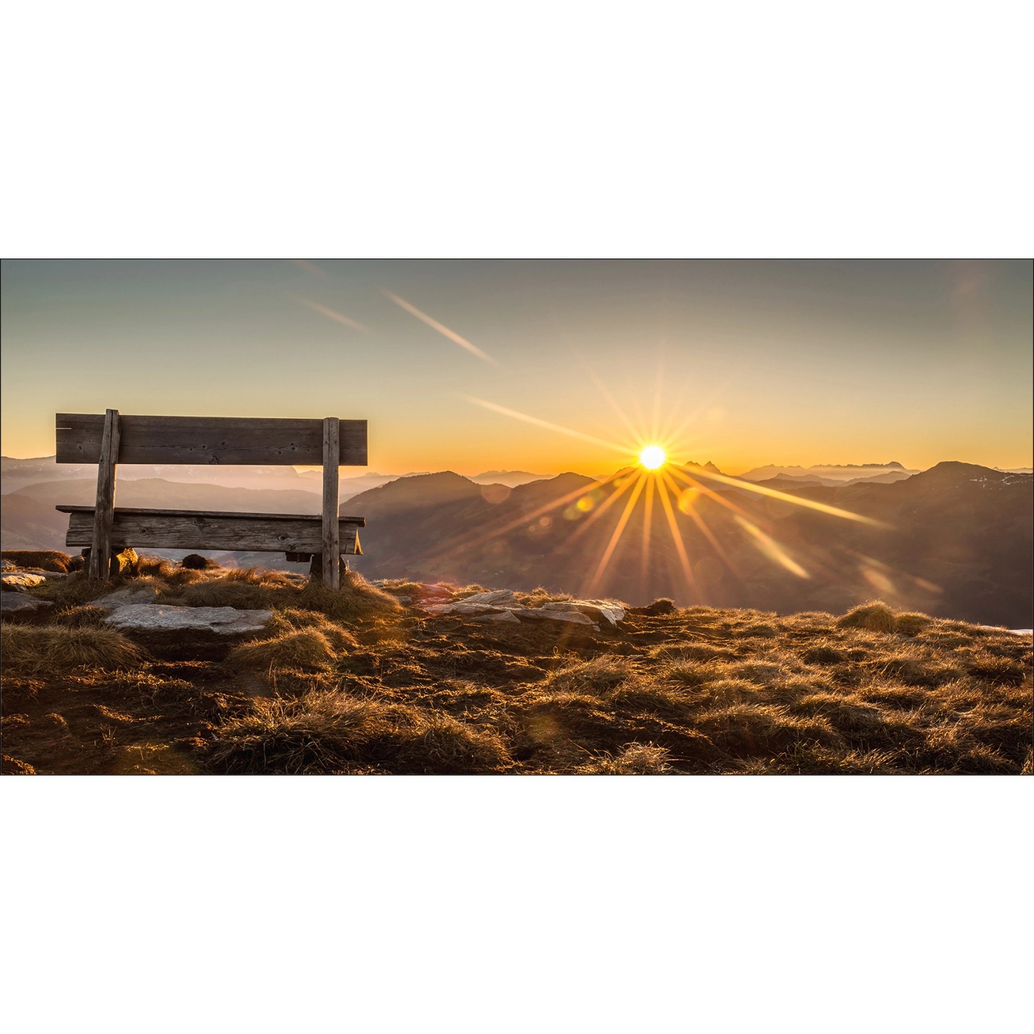 Leinwandbild Basic Anonymus Bench and Horizon 100 cm x 50 cm günstig online kaufen