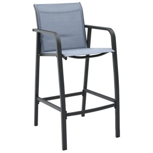 Gartenbarstuhl, vidaXL, schwarz/grau, Stahlgestell, Textilene-Sitzfläche, Teil des 5-tlg. Sets.