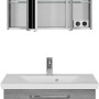 Pelipal Badmöbel-Set Trentino Graphit mit Spiegelschrank und Waschbeckenunterschrank.