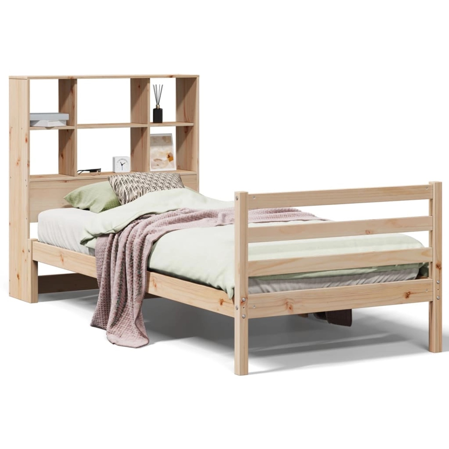 vidaXL Massivholzbett mit Regal ohne Matratze 100x200 cm Kiefernholz 332189 günstig online kaufen