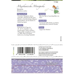 Samenpäckchen Grüne Fee Mexikanische Minigurke Melothria Saatgut. Weiß-grünes Design, Feen-Motiv, Gemüsesamen für Kletterpflanze.