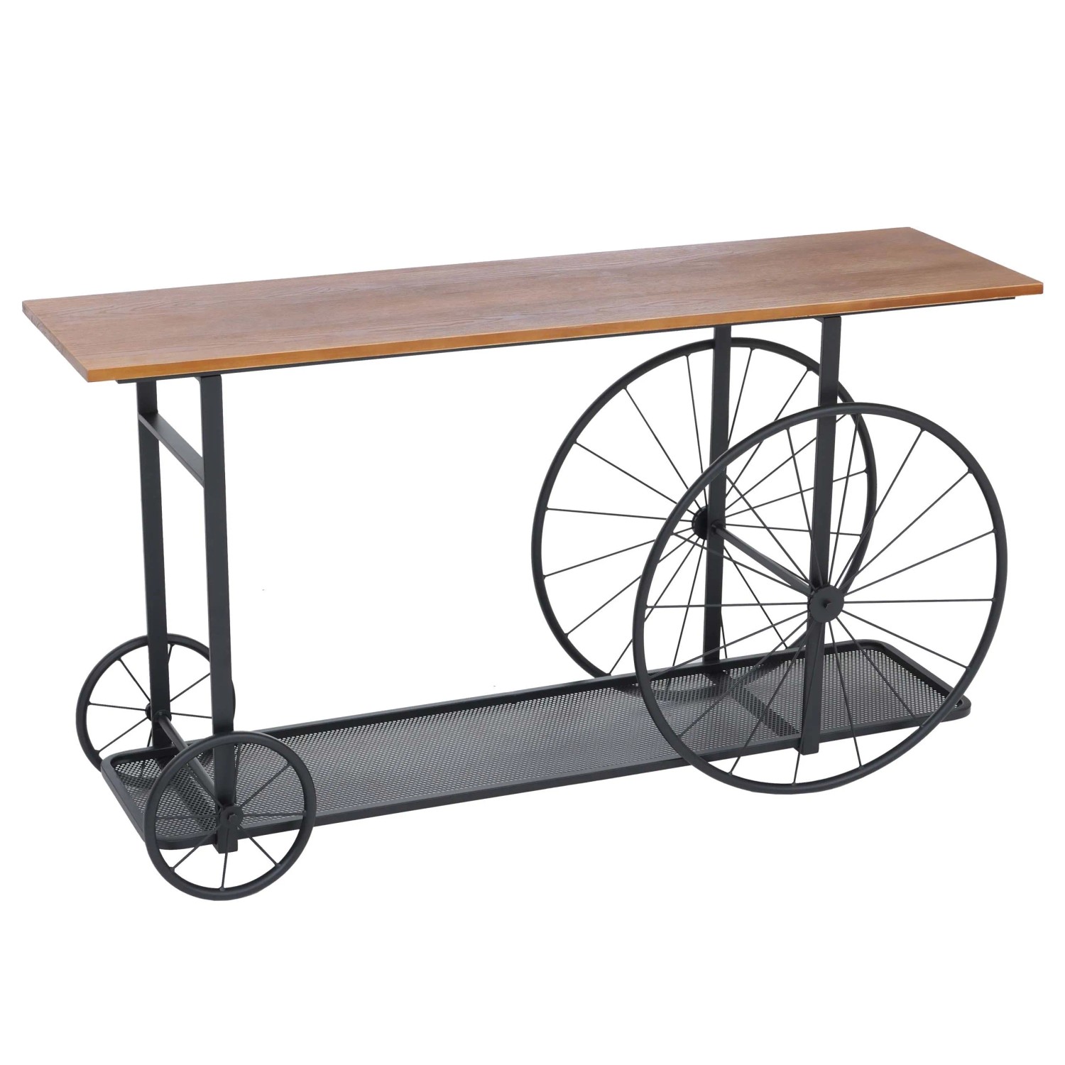 MCW Konsolentisch Q67 Industrial Retro Holz 81x150x40cm Braun Metall Schwarz