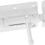 Weißer Grendelriegel, 100x70mm, pulverbeschichtet, für Möbeltüren und Scharniere.