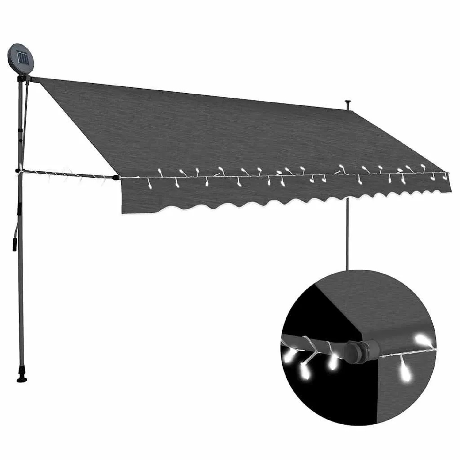 vidaXL Einziehbare Markise Handbetrieben mit LED 350 cm Anthrazit 145867