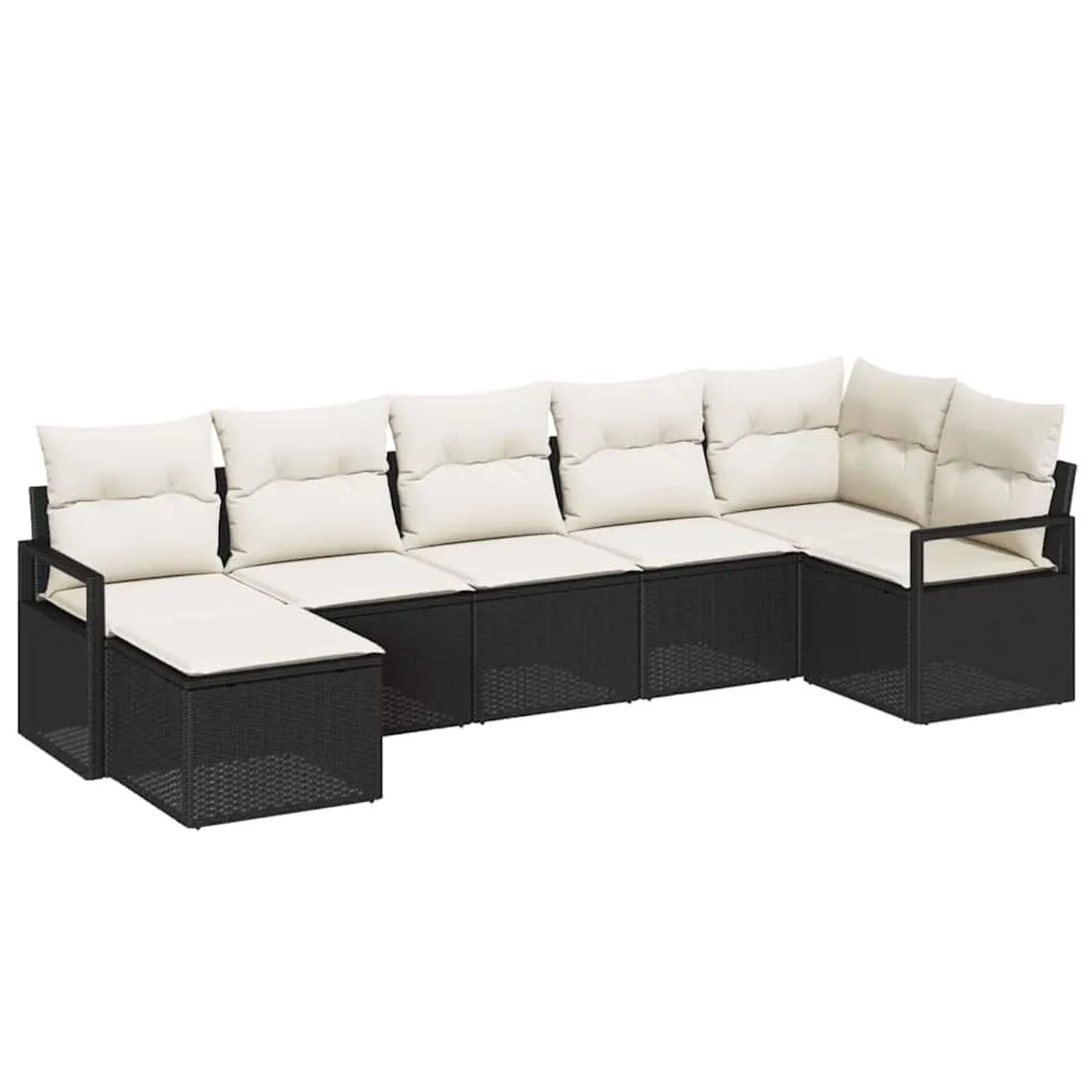vidaXL Sofa Set mit Kissen 7-Tlg Schwarz und Creme Poly-Rattan 3355136 günstig online kaufen