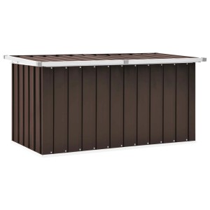 Braune furnicato Gartenbox (129x67x65 cm) aus Stahl, ideal zur Aufbewahrung von Gartenutensilien.