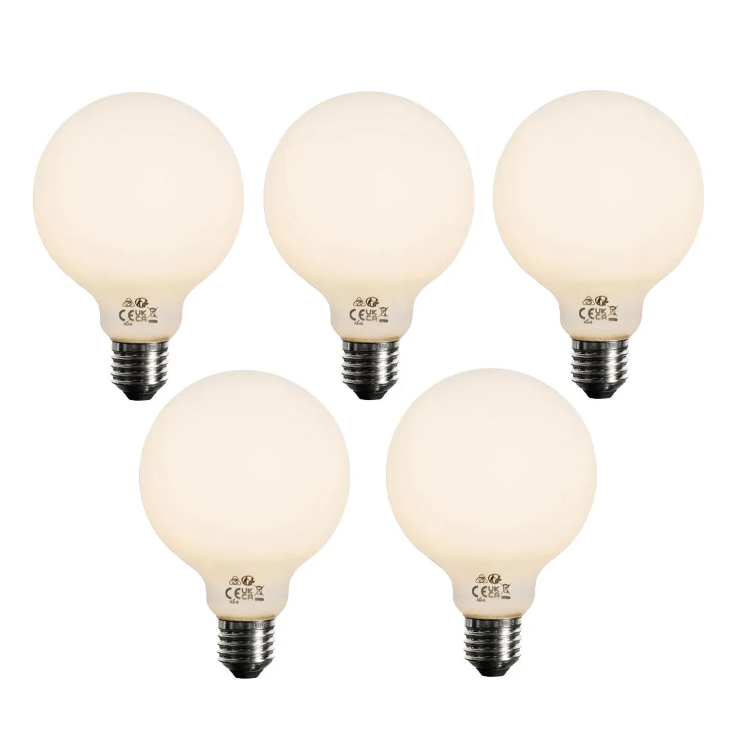LUEDD 5er Set E27 Dimmbare LED Opal G95 Leuchtmittel 5W 450LM 2700K