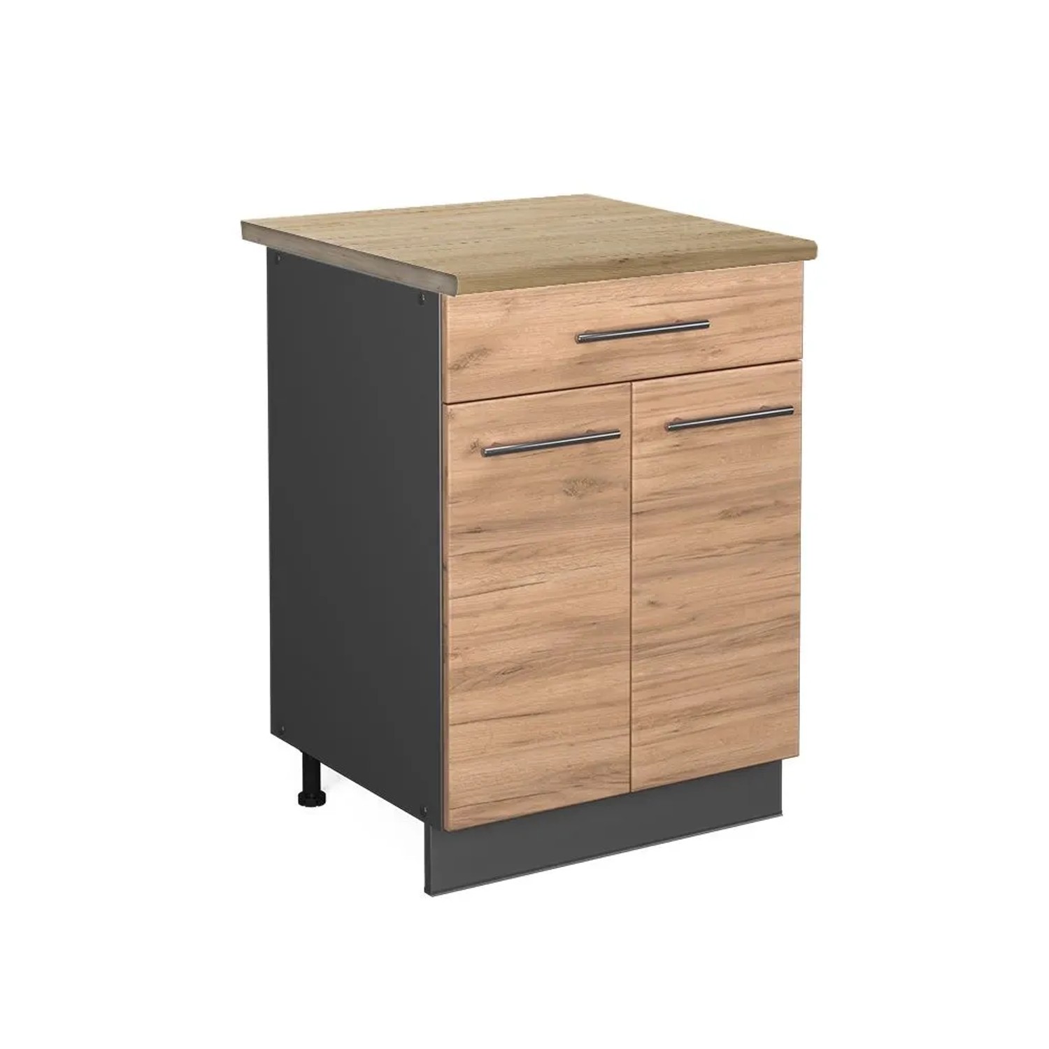Vicco Küchenunterschrank Fame-Line Goldkraft Eiche Anthrazit 60 cm mit Schublade AP Eiche