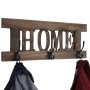 Wandgarderobe C60 im Shabby-Look Braun mit HOME Schriftzug und 3 Doppelhaken.
