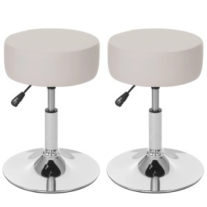 PROREGAL 2er-Set Hocker Höhenverstellbar Und Drehbar Sitzhöhe 43-55cm Durchmesser 35cm Kunstleder Creme Sitzhocker Schminkhocker