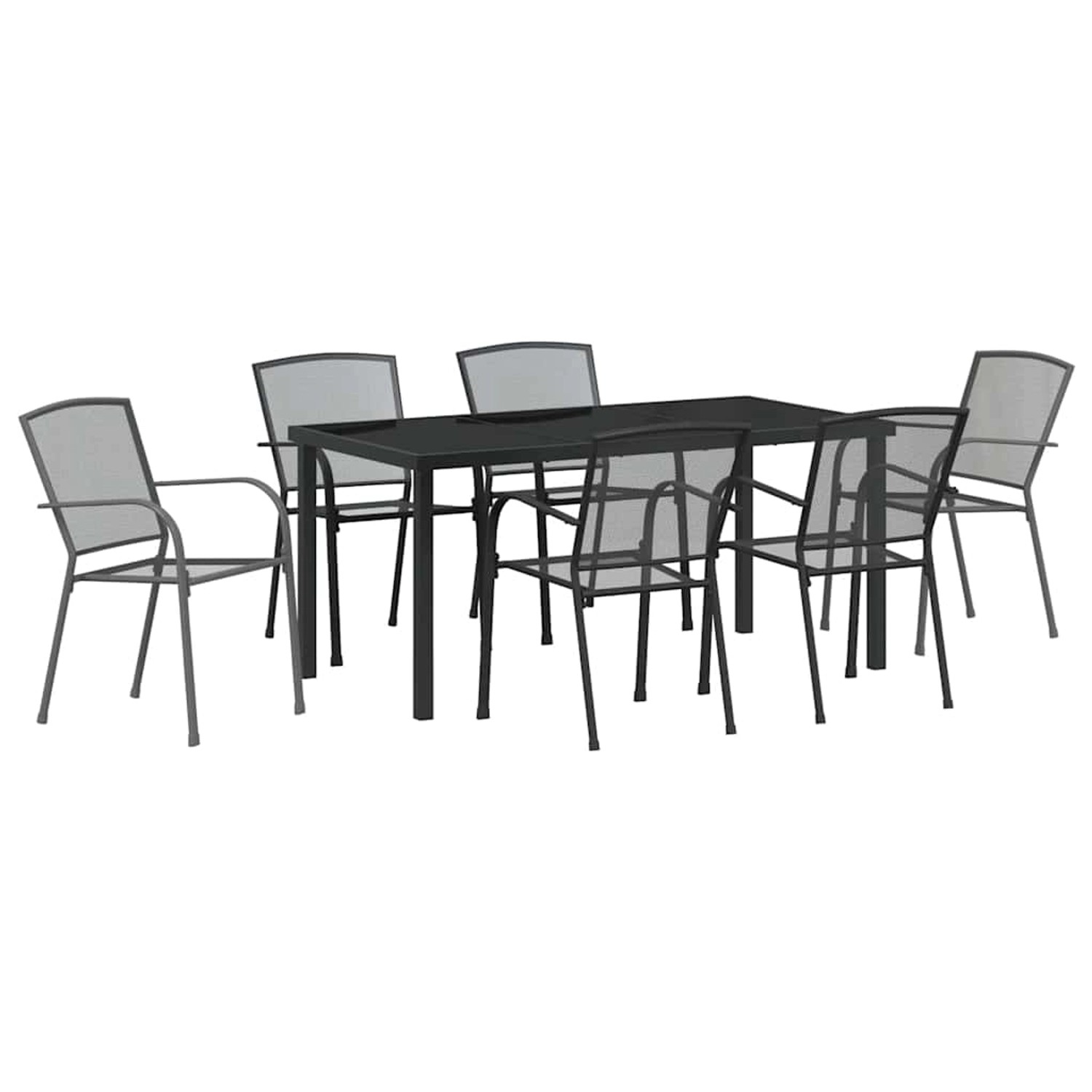 vidaXL Garten Essgruppe 7-Tlg Anthrazit Stahl 3379286 günstig online kaufen