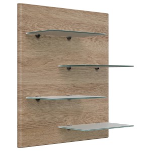 Posseik Wandregal Elite mit 4 Glasablagen, Eichefarben, für Garderobe oder Flur.