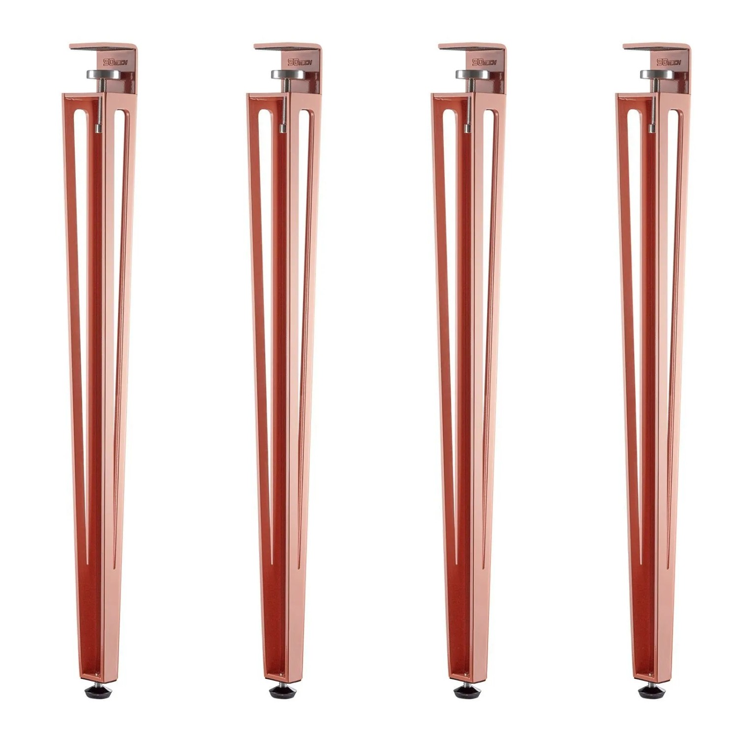SOTECH 4 Stück Tischbein ColorLine In F-Form Rosa Anschraubbar Konisch mit Klemmschraube Höhe 745 mm