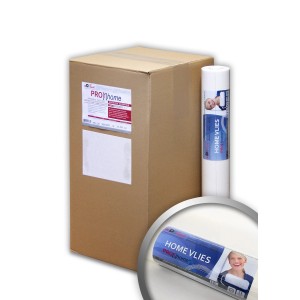 Karton Profhome HomeVlies Vliestapete, 12 Rollen glatte, überstreichbare Renoviervliestapete, weiß.