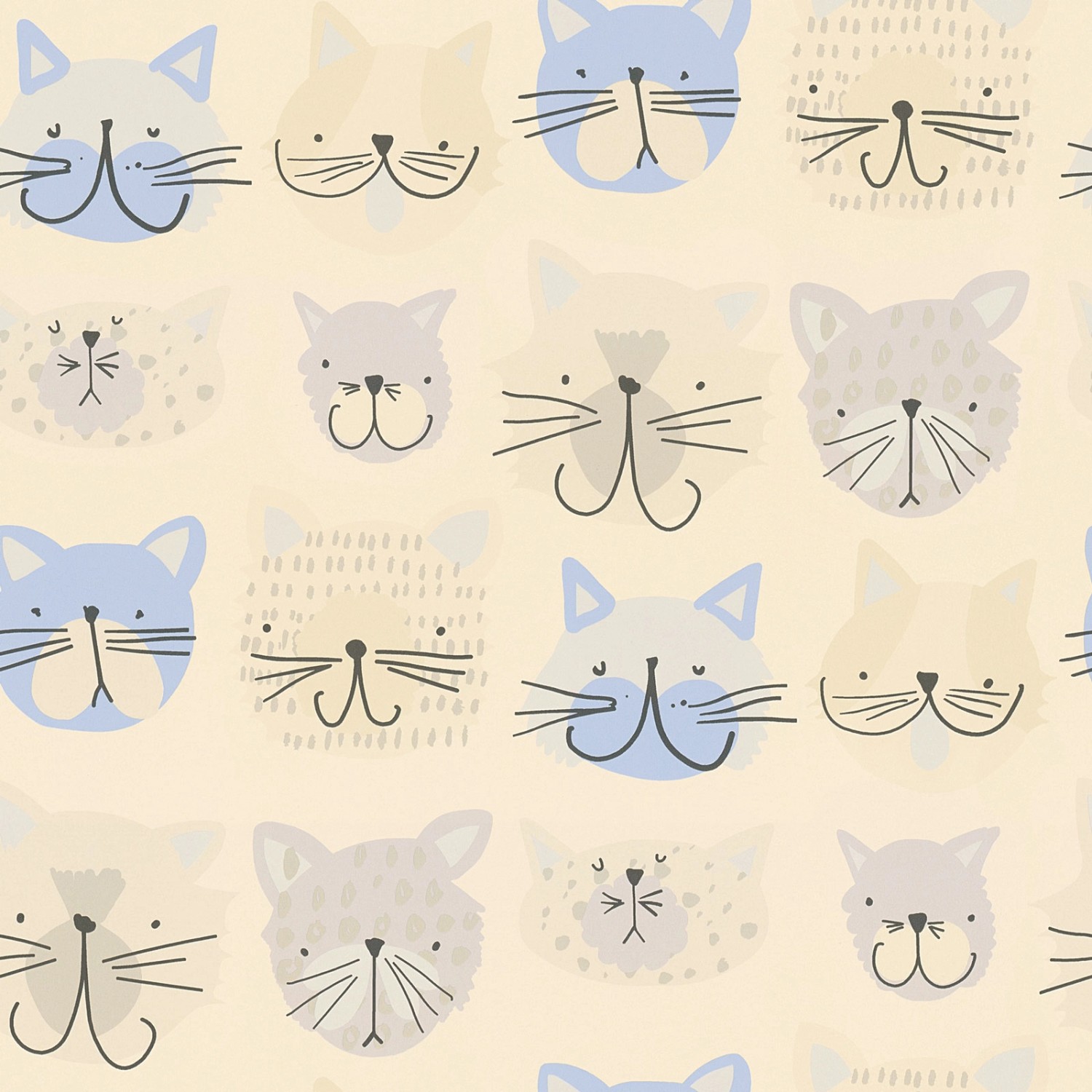 Bricoflor Katzen Tapete Kinderzimmer Pastell Papiertapete mit Tieren Ideal für Babyzimmer Papier Kindertapete für Jungen und Mädchen