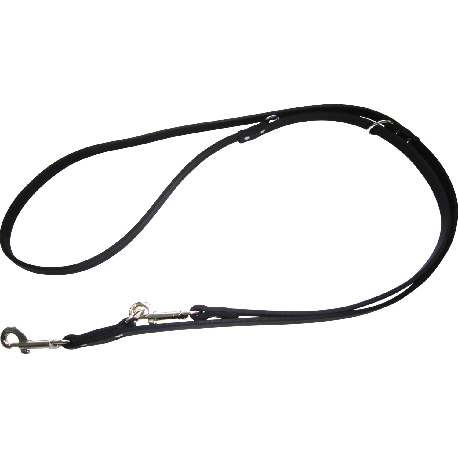 Schwarze Heim Hunde-Vorführleine aus Softleder, 240 cm lang und 20 mm breit.