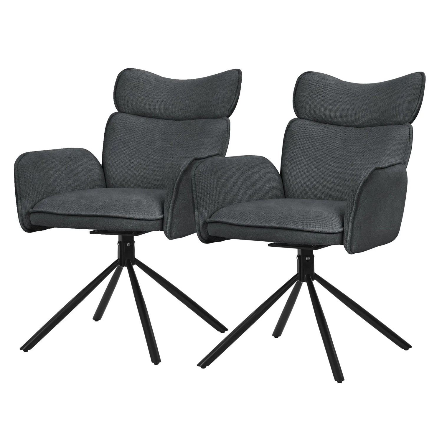 ML-Design Esszimmerstühle Drehbar 2er Set Anthrazit mit Stoffbezug