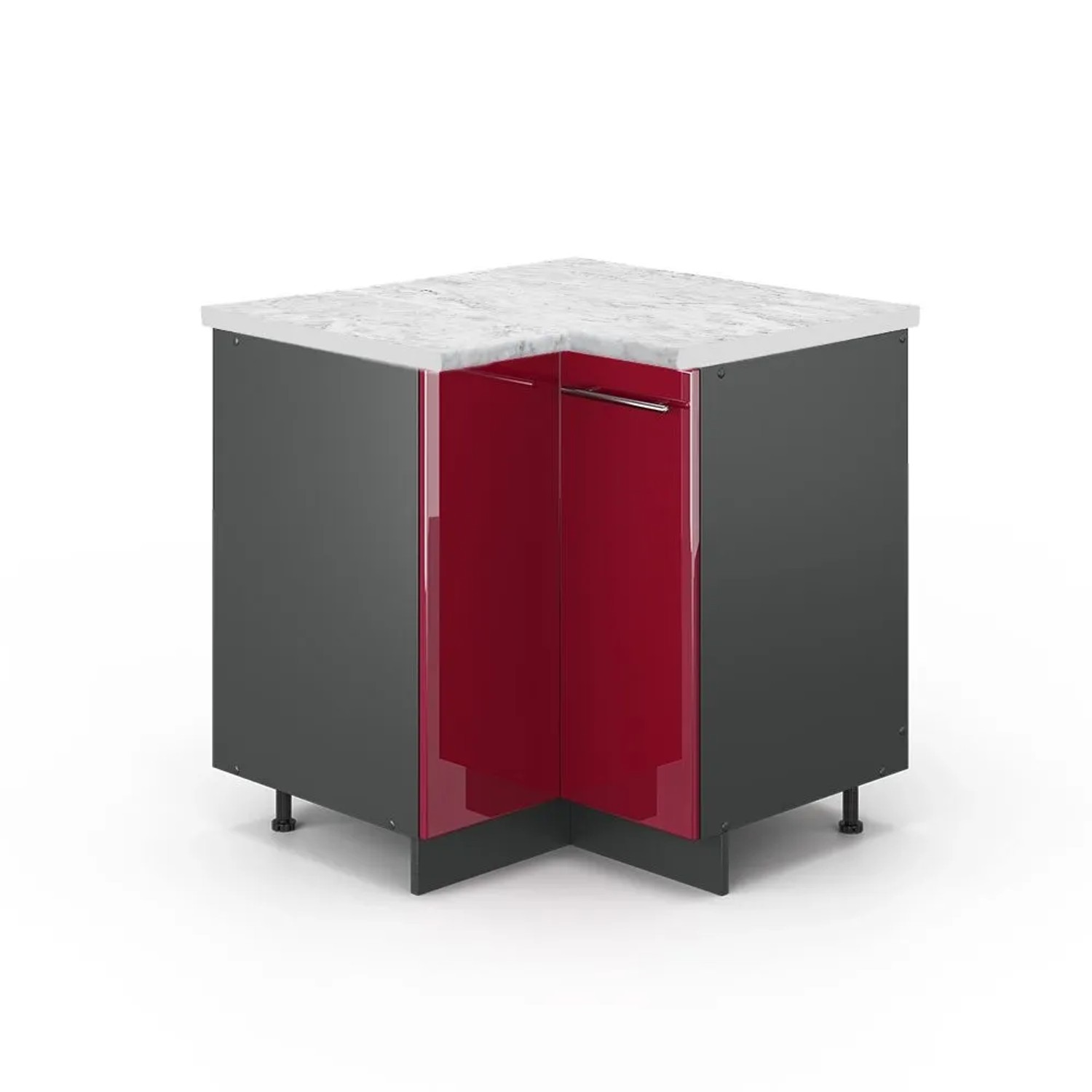 Vicco Eckunterschrank Fame-Line Bordeaux Hochglanz Anthrazit 81 cm AP Marmor