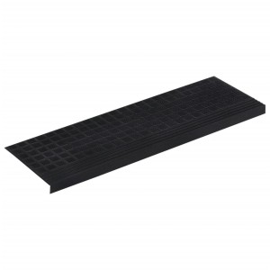Schwarze vidaXL Stufenmatte aus Gummi, 25x75 cm, rutschfest für Treppen.