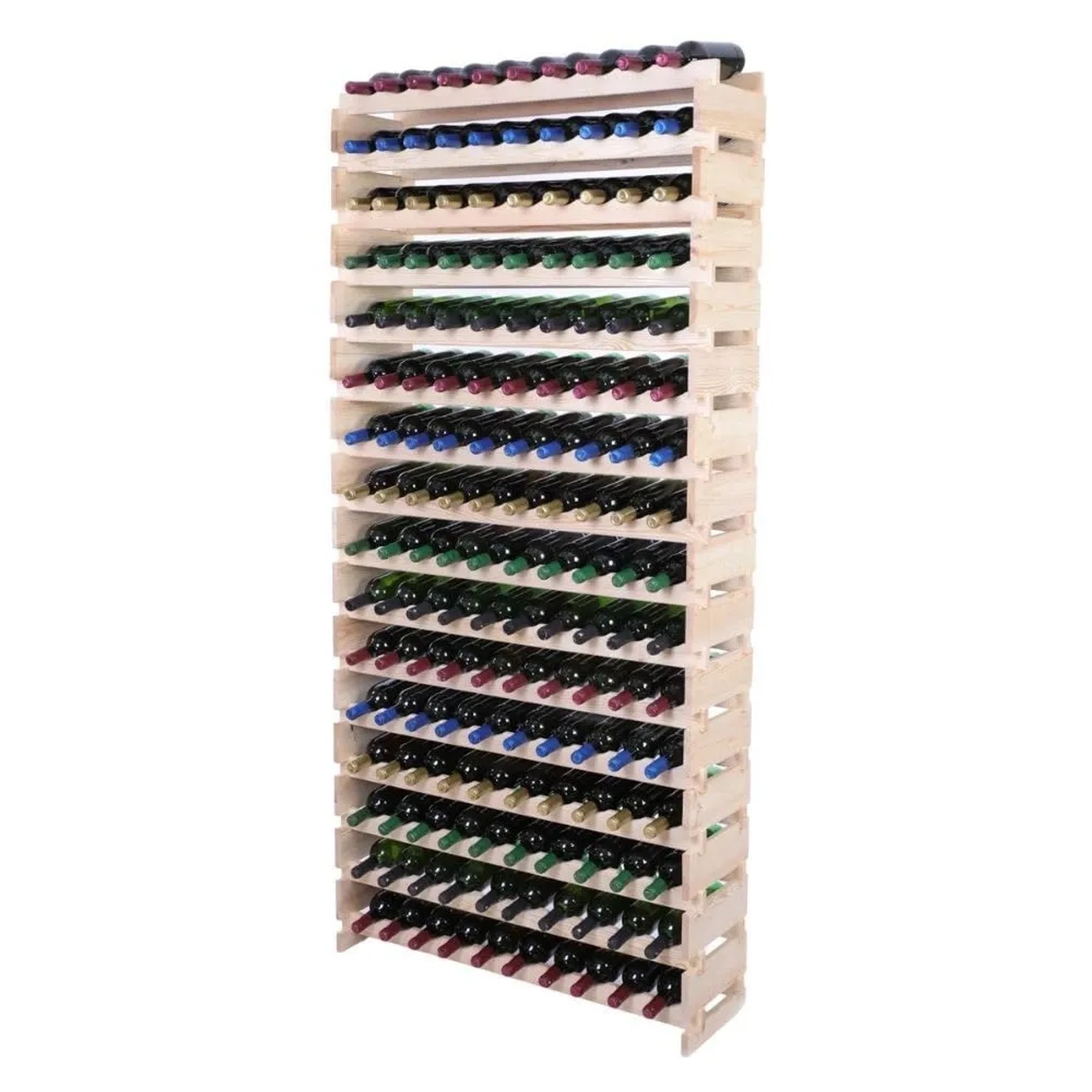 PROREGAL Weinregal VINOTECA FLEX PRO HxBxT 219x103x28cm 160 Flaschen Auf 16 Ebenen Massives Kiefernholz Natur Unbehandelt
