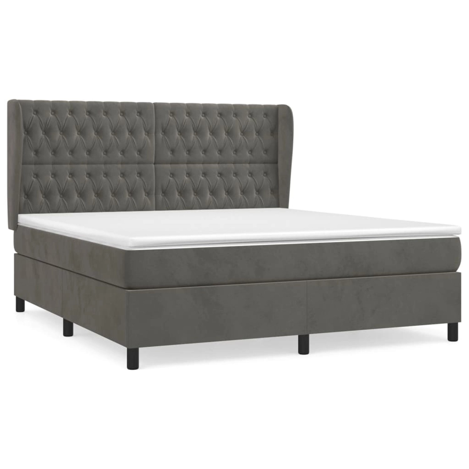 vidaXL Boxspringbett mit Matratze Dunkelgrau 160x200 cm Samt1395959 günstig online kaufen