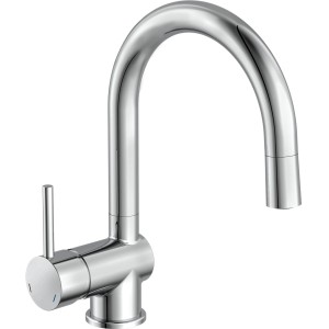 Schütte LED-Spültischarmatur Stella Chrom, Einhebelmischer mit Rundbogenauslauf.