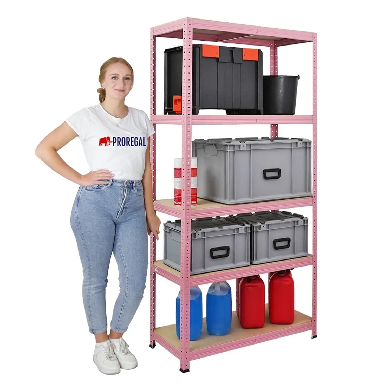 PROREGAL Mega Deal: 4x Schwerlastregal Pink, 180x90x40cm, mit 5 Ebenen. Ideal als Keller- oder Garagenregal.