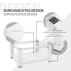 Weißes ML-Design Waschmaschinen Untergestell aus Stahl mit Ablage bis 150kg.