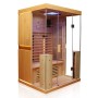 Dewello Infrarotkabine Kingston für 2 Personen aus Hemlock Tannenholz mit Glasfront.
