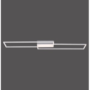 Moderne LED-Deckenleuchte Asmin in Stahloptik, dimmbar und mit Fernbedienung.