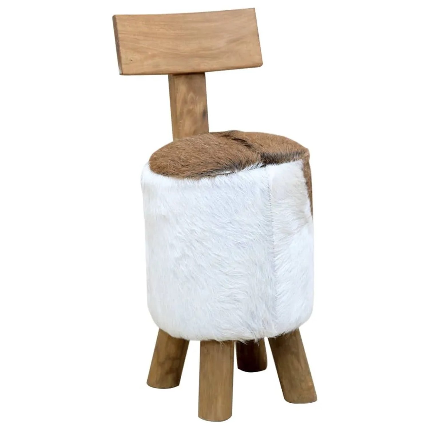 vidaXL Hocker Ziegenleder und Massivholz Teak 285206