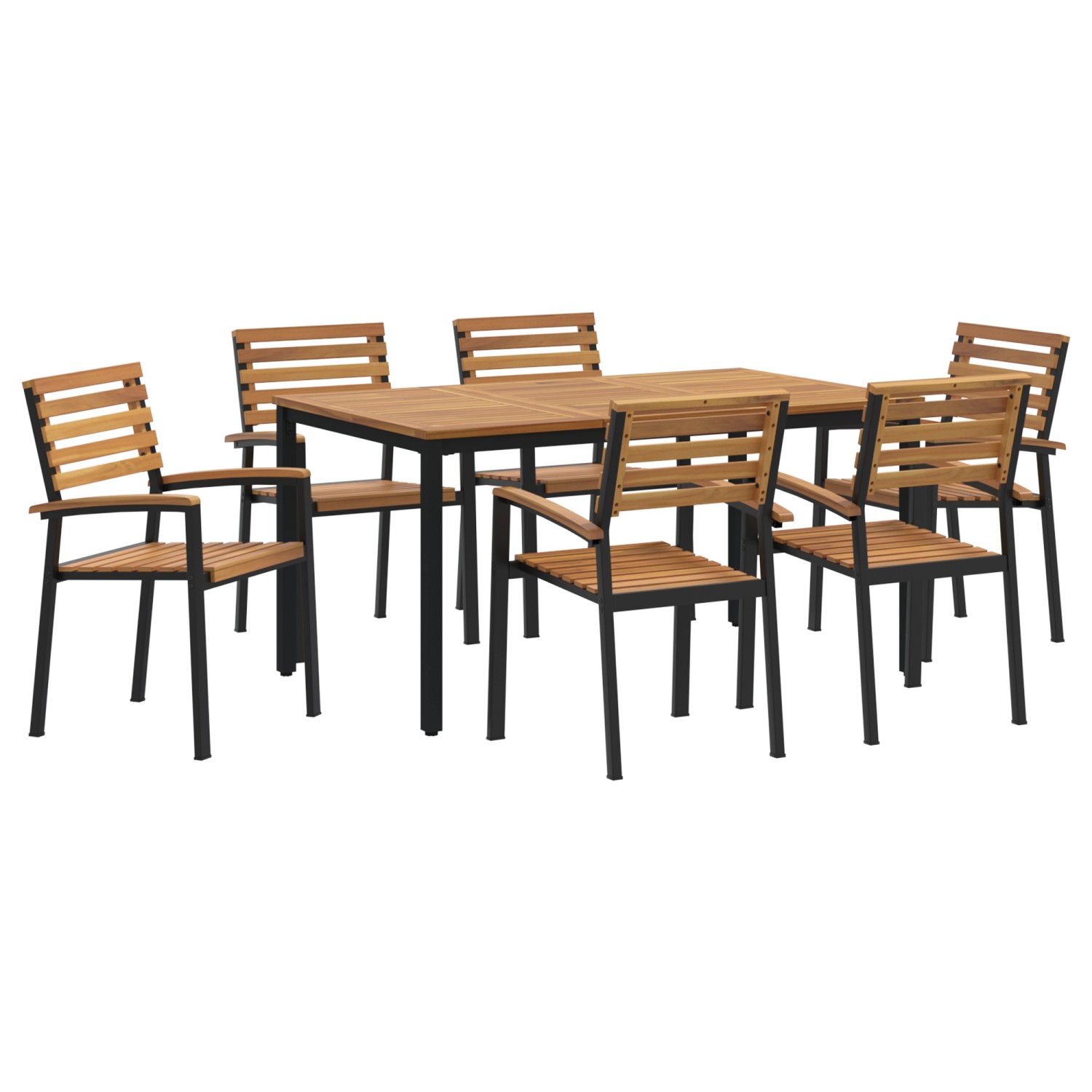 vidaXL 7-Teiliges Garten Essgruppe aus Massivem Akazienholz und Metall 3284 günstig online kaufen