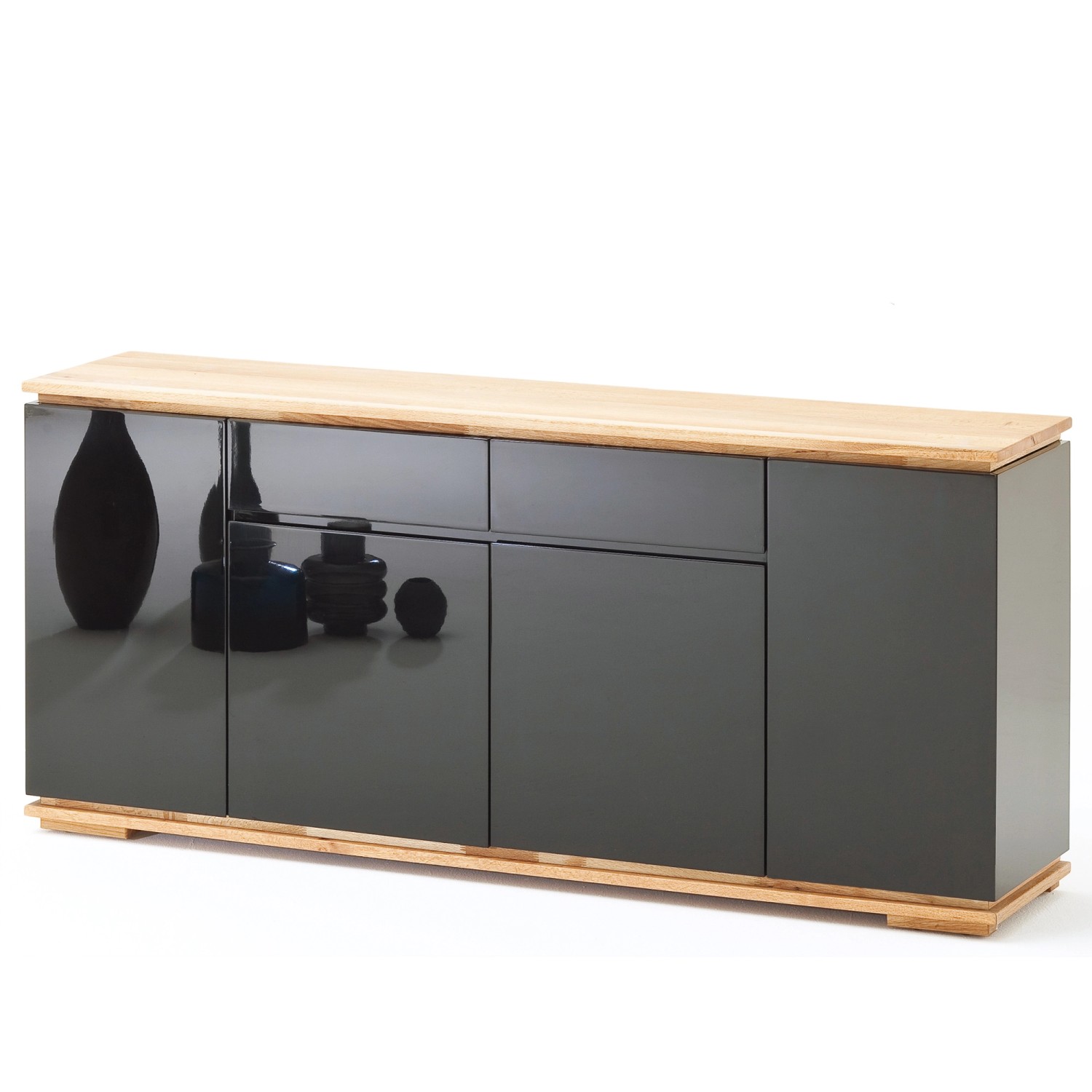 expendio Sideboard Cindro 4 Schwarz Hochglanz 182x81x40 cm günstig online kaufen