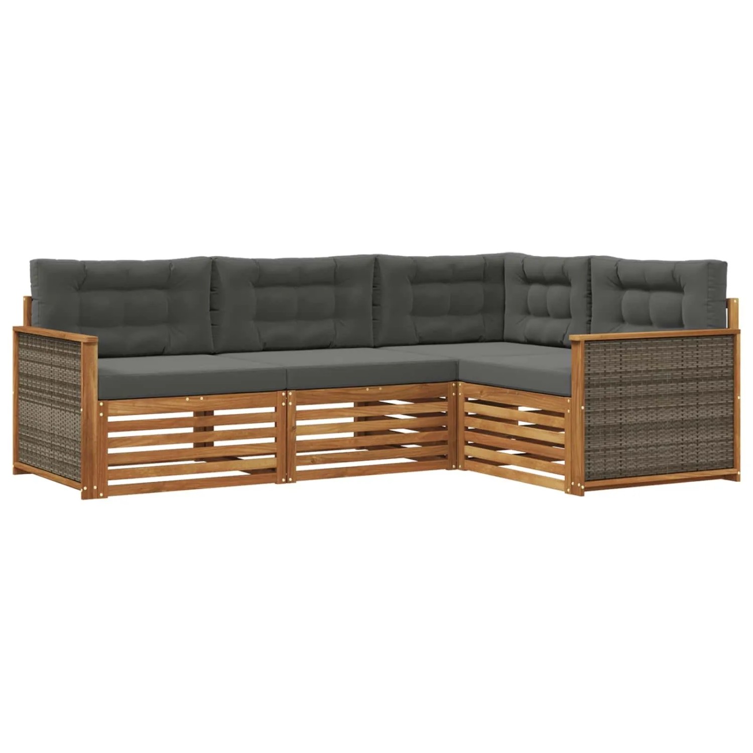 vidaXL Outdoor-Sofagarnitur mit Kissen 4 Stk Natur und Anthrazit 3383290