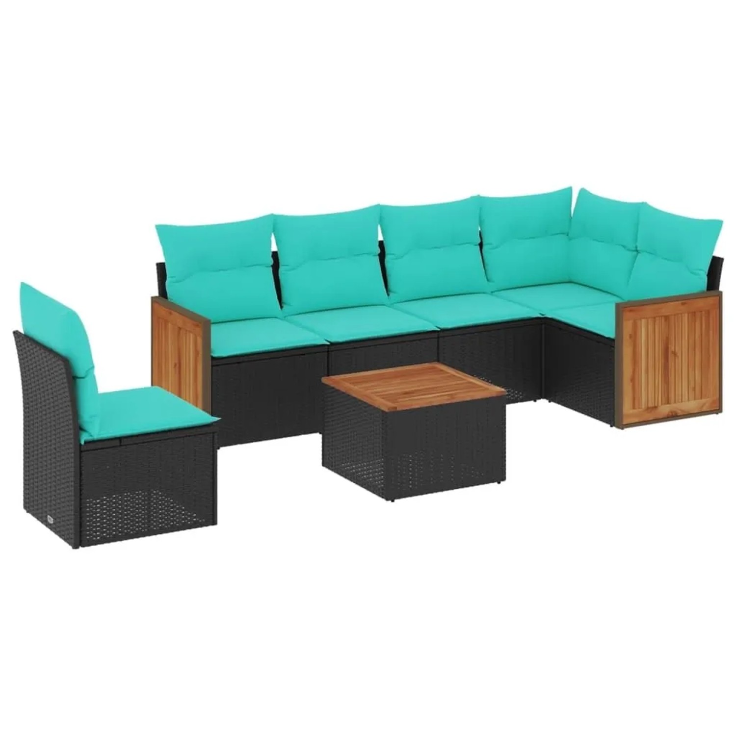 vidaXL 7-Tlg Gartensofa-Set mit Kissen Schwarz Polyrattan 3227702 günstig online kaufen