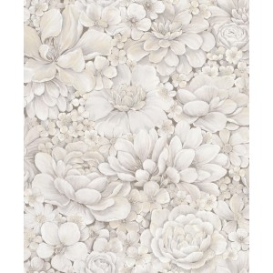 Marburg Vliestapete Botanica 2 mit floralem Muster in Grau-Beige.