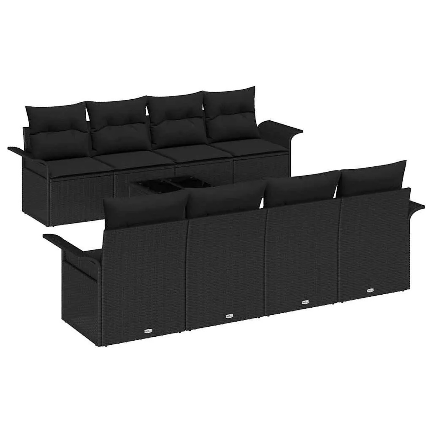 vidaXL Gartensofa-set mit Kissen 9-Tlg Schwarz Poly-Rattan 3353962 günstig online kaufen
