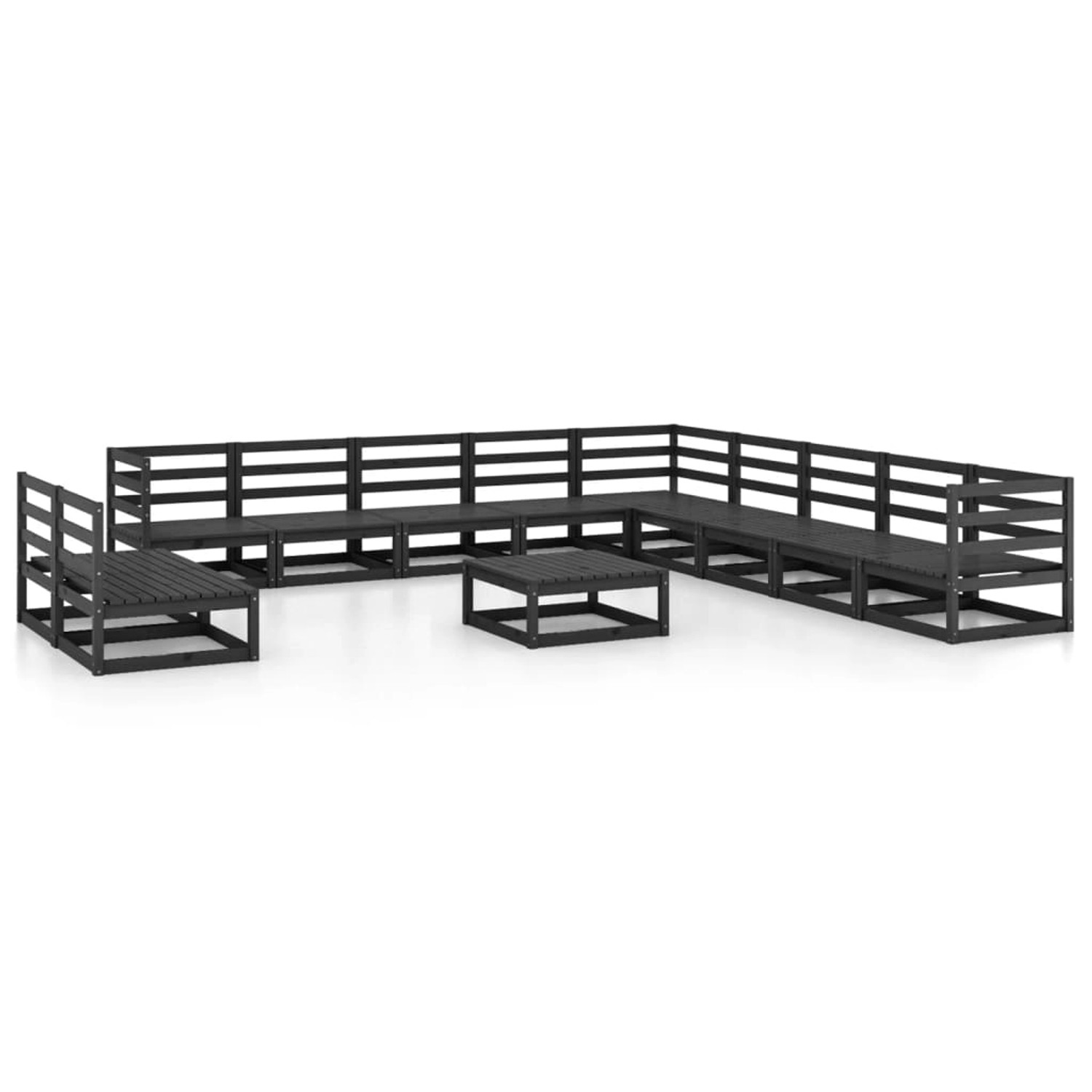 vidaXL 12-tlg Garten-Lounge-Set Schwarz Massivholz Kiefer Modell 3 günstig online kaufen