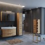 Badezimmer-Set mit Held Möbel Waschtisch Florenz in Wotaneiche, 100 cm breit, mit Mineralgussbecken.