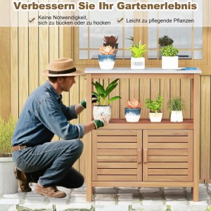 Costway Pflanztisch mit Unterschrank 80 x 40 x 90,5 cm Gartenschrank