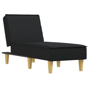 Schwarze vidaXL Chaiselongue aus Stoff mit Holzfüßen. Bequeme Recamiere zum Entspannen.