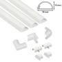D-Line Kabelkanal-Set, 10-teilig, weiß, 30x15mm, mit Kanälen, Ecken und Verbindungsstücken.