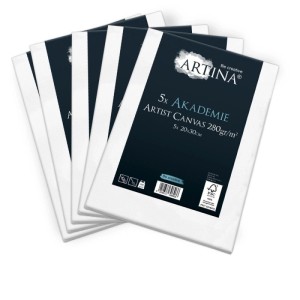 5er-Pack Artina Akademie Keilrahmen, 20x30 cm, weiße Leinwände für Acryl- und Ölmalerei.