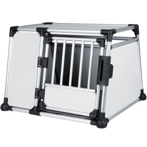 Trixie Aluminium Transportbox, 93x64x81cm, für Hunde. Stabile Hundebox mit Gittereinsatz und Sicherheitsverschluss.