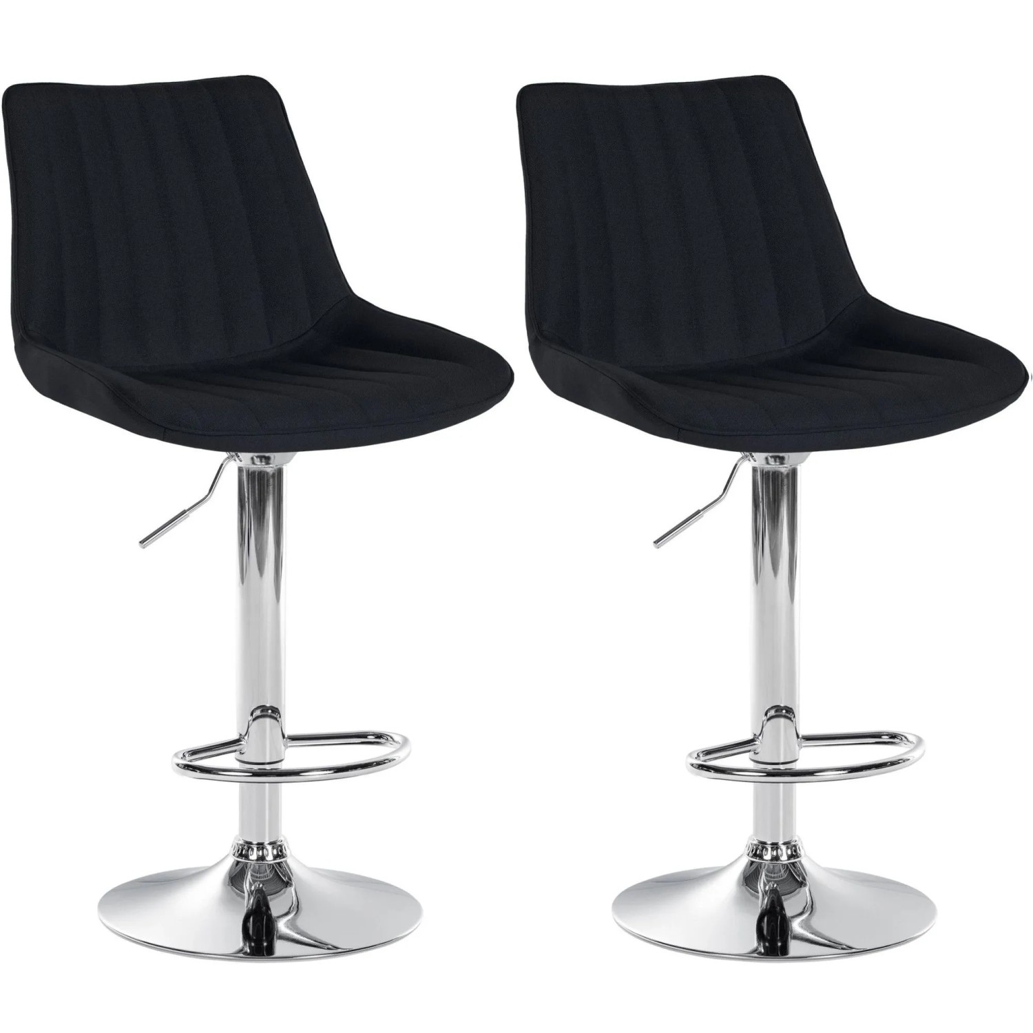 CLP 2er Set Barhocker Toni Stoff Metall in Chromoptik/schwarz