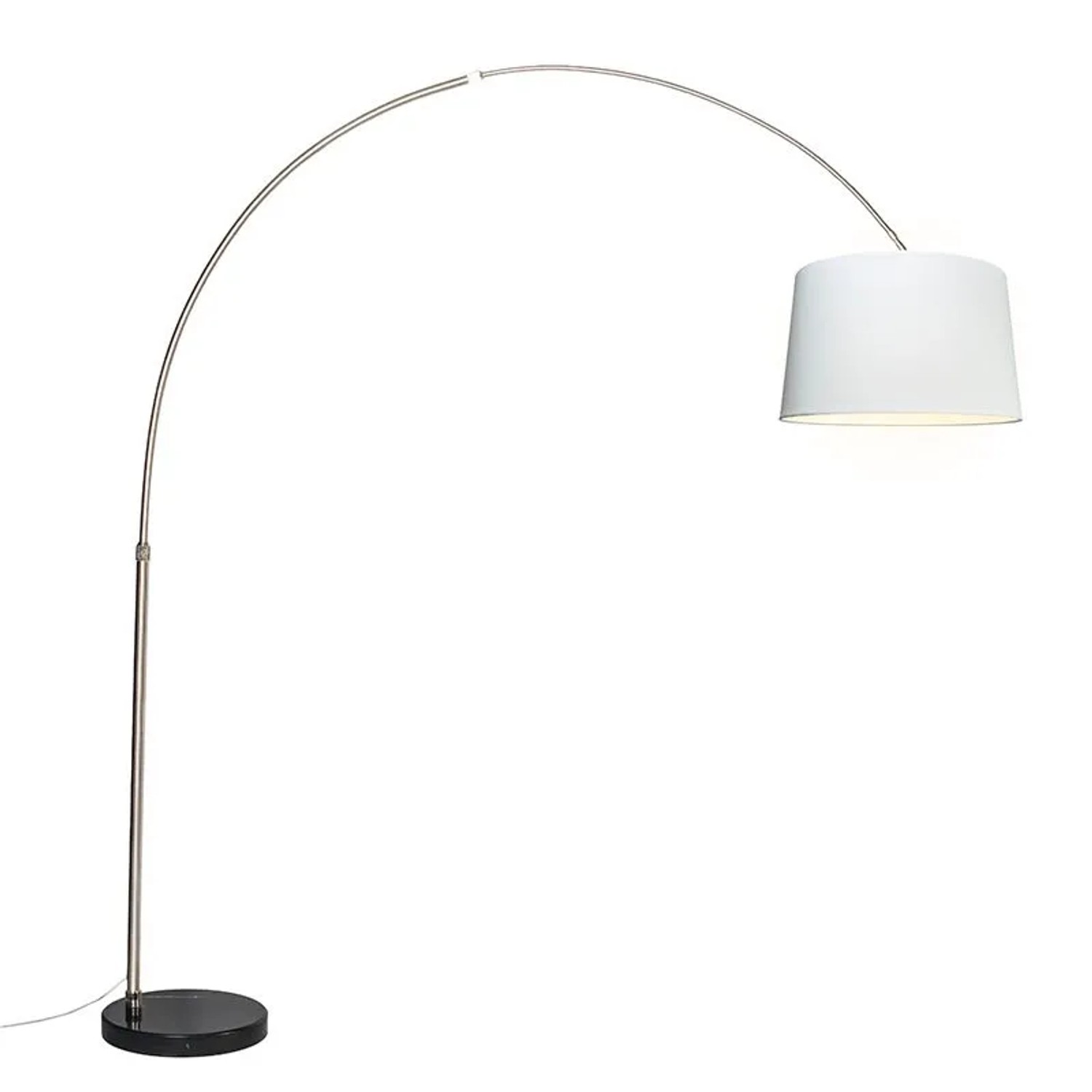 QAZQA Bogenleuchte Stahl STOffschirm Weiß 45 cm XXL