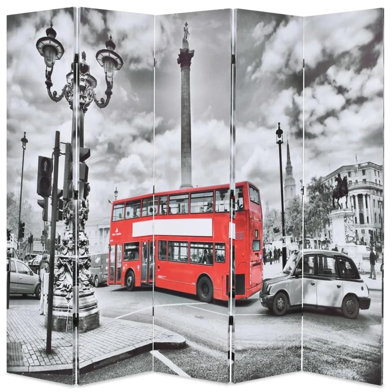 vidaXL Raumteiler Klappbar 200 x 170 cm London Bus Schwarz-Weiß 245875