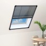 Anthrazitfarbenes Insektenschutz-Plissee für Dachfenster, 60x80cm, mit schwarzem Netz und Aluminiumrahmen, teilweise geöffnet.