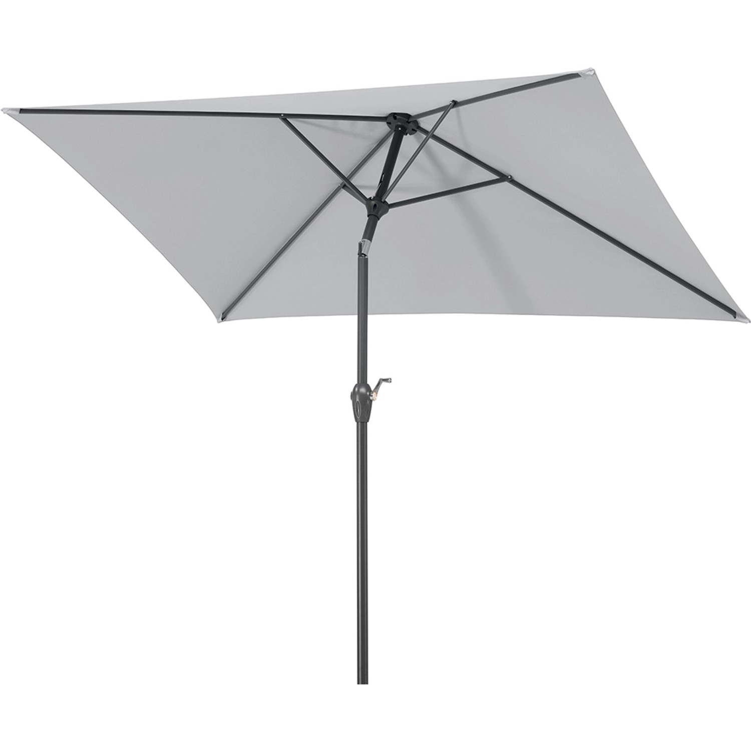 Schneider Marktschirm, 210x130 cm, silbergrau, mit Kurbel. Sonnenschutz für Balkon und Garten.