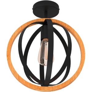 Eglo Deckenleuchte Basildon, 1-flammig, schwarz-braun, Vintage-Design.